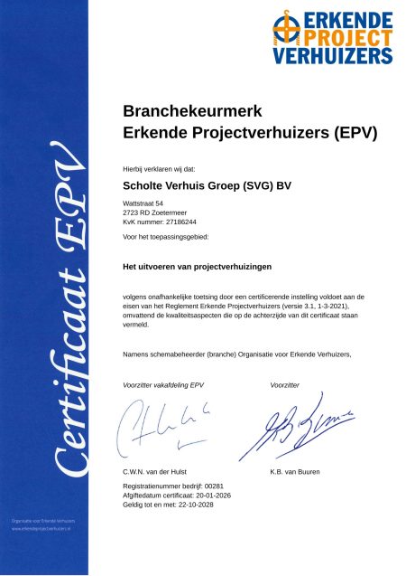Certificaat EPV